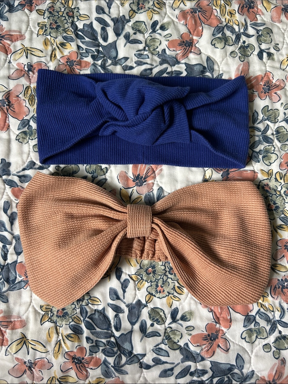 aerie Ribbed Bow Headbands - Deep Royal Blue & Dusty Orange